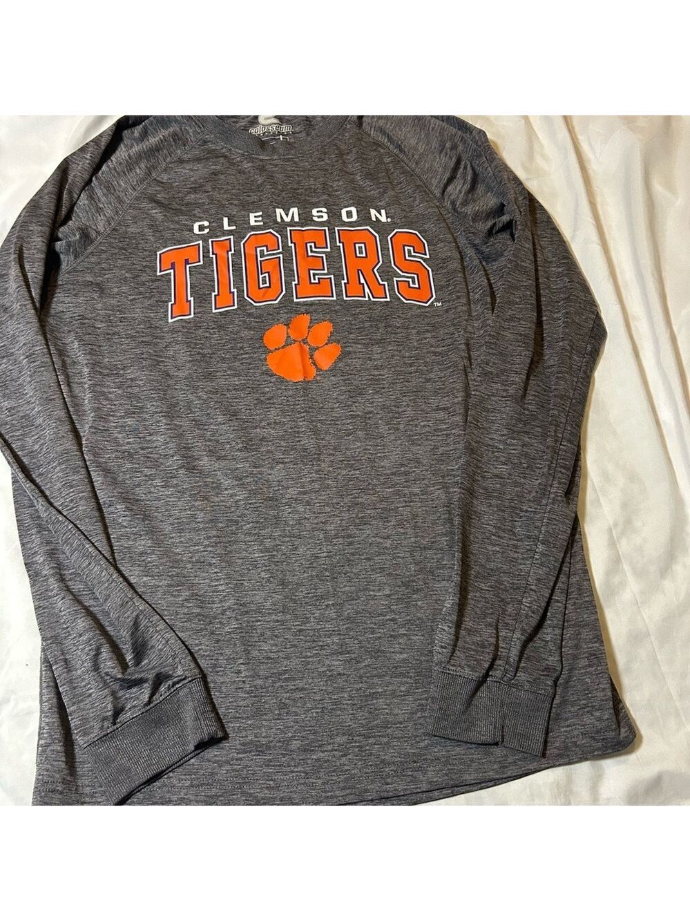 Men’s Long Sleeve Colloseum Clemson Tigers Shirt Sz L Gray Football